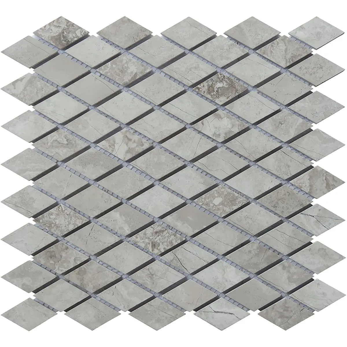 Intrend Tile  Limestone Diamond Mosaic - Grey