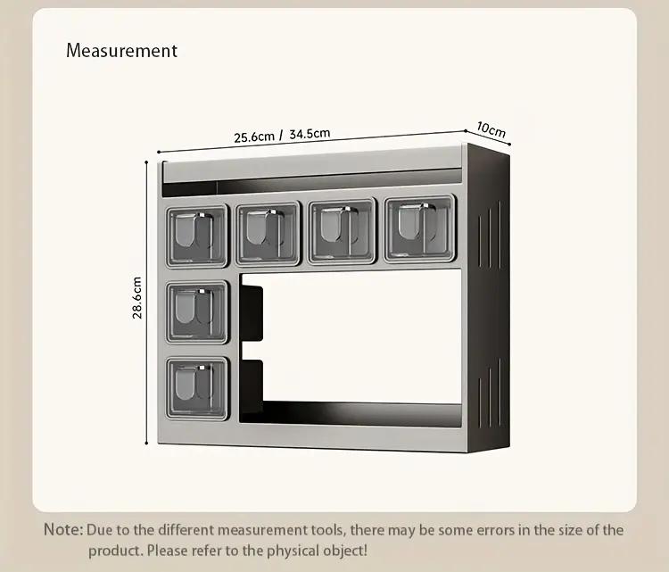 Bepatio Spice Rack Set, Space Saving 1pc Easy-Install Carbon Steel Spice Rack Set, Includes Seasoning Containers & Cans for Kitchen Organization, Spice Racks for Kitchen No Drill Needed