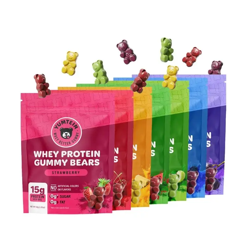 Yumtein Protein Gummy Bears (7 pack) - 15g Protein, 0g Sugar, 0g Fat - Halal Beef Gelatin - Natural Colors - The Full Lineup (17 Cal)