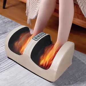 Fully automatic foot massager with heating rollers that massage and knead the feet and calves.