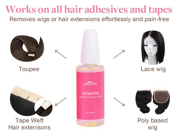 GOO GOO Fast Acting Tape in Extension Remover, Wig Glue Remover Professional Salon Quality
