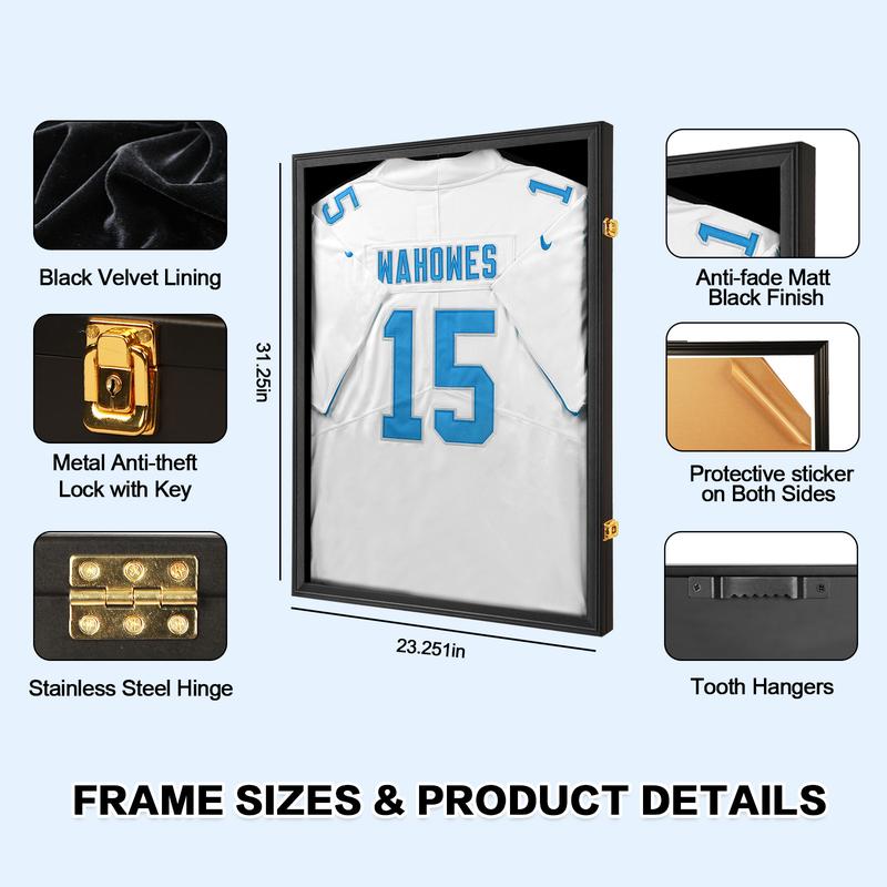 IHEIPYE Jersey Frame Display Case with 98% UV Protection Acrylic Panel Gold Locks for Baseball Basketball Football Soccer Hockey Sport Shirt Black IHEIPYE Jersey Frame Display Case with 98% UV Protection Acrylic Panel Gold Locks for Baseball Basketball Football Soccer Hockey Sport Shirt Black