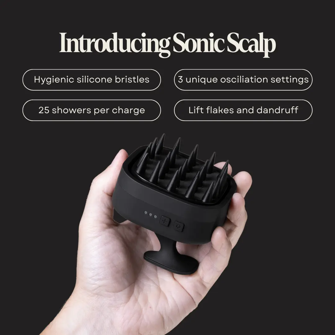 Black Wolf Sonic Scalp Scrubber - 25 Oscillating Rotatable Silicone Bristles, 3 Vibration Settings, Deep Clean, Stimulate Hair Follicles, Smooth Soften Skin, Durable Ergonomic Design, Water-Resistant Rechargeable Beauty Personal Care Massage Device