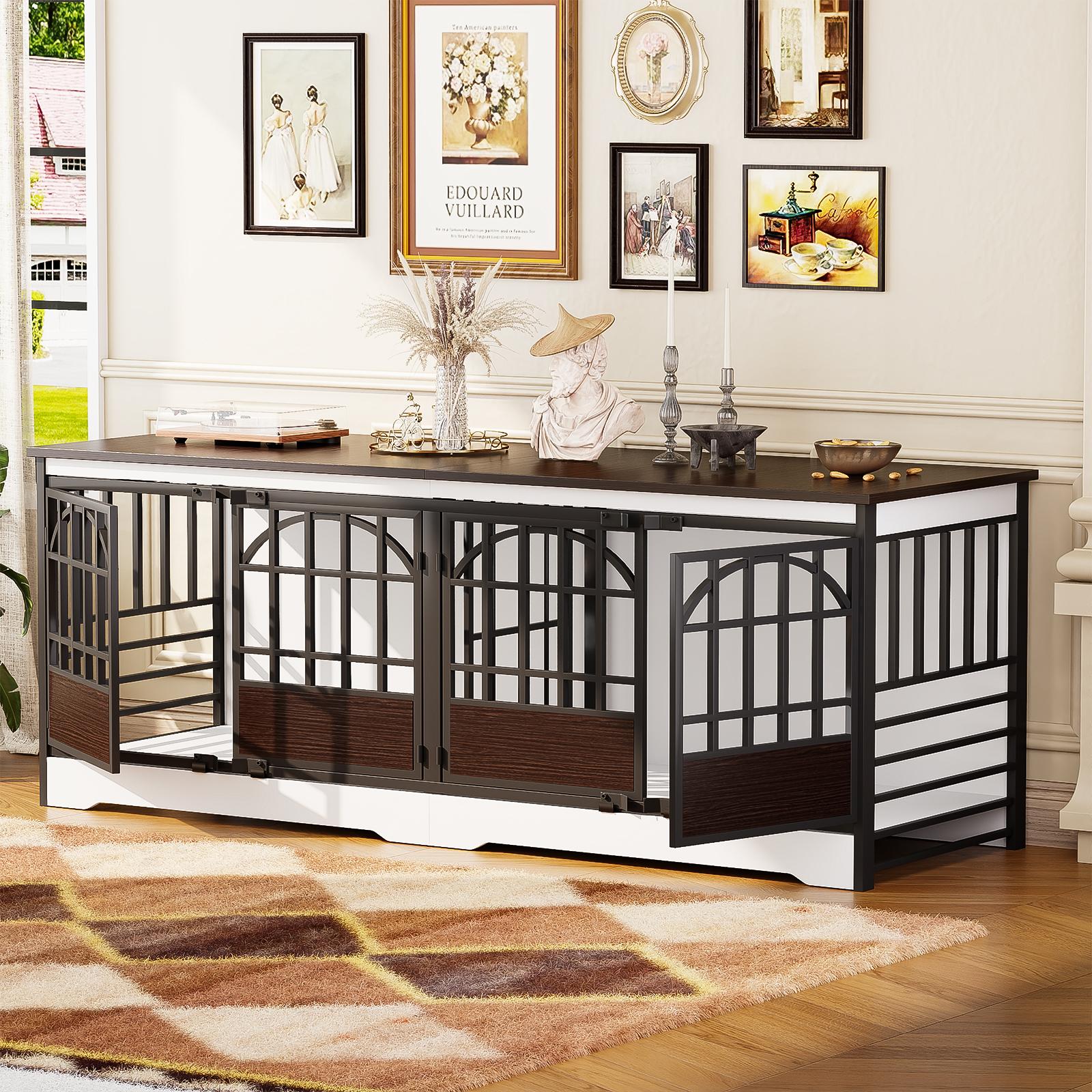 【SpringGlowUp】COZPAW 78" Dog Crate Furniture for 2 Dogs,Extra Large Breed Double Chew-Resistant Indoor Pet House,Heavy Duty Wooden XXL Large Kennel, Furniture Style XL Dog Cage, Max 300lbs Capacity (Grey) 【SpringGlowUp】COZPAW 78" Dog Crate Furniture for 2 Dogs,Extra Large Breed Double Chew-Resistant Indoor Pet House,Heavy Duty Wooden XXL Large Kennel, Furniture Style XL Dog Cage, Max 300lbs Capacity (Grey)