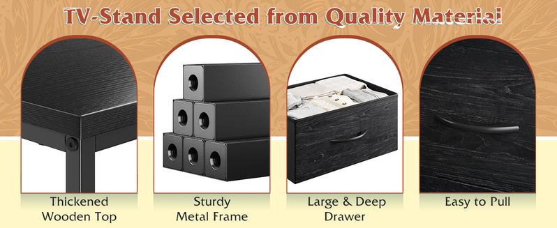 【Jumpstar Sale】 Raybee Furniture Small Space Drawer Dresser for Bedroom, TV Stand 50" TV with Charging Station & LED, Living Room Dresser with 5 Drawers, Entertainment Center, Fabric Dresser Storage Bin Organizer for Bedroom Furniture