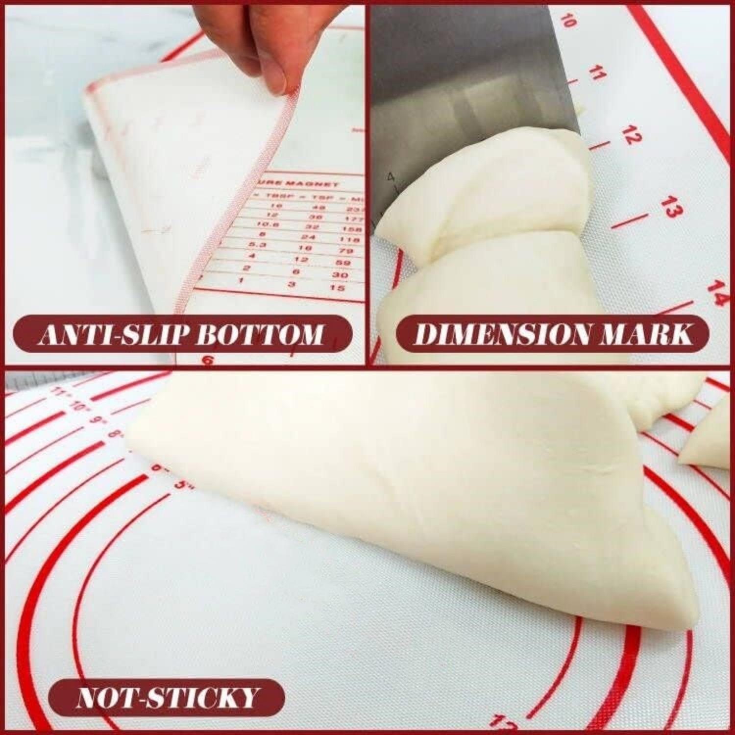 16" x 24" Non-Slip Silicone Pastry Baking Mat with Measurement for Rolling Dough Pie Crust Pizza Cookies Non-Stick Anti-Slip Kitchenware Christmas gift