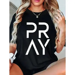 [100% Cotton]    Casual Tshirt Pray God Jesus Christ Faith For Prayer Warrior Christian T-Shirt Fashion Print Women'S T-Shirt Graphic Tees Golf Gift T-Shirt For Men And Women