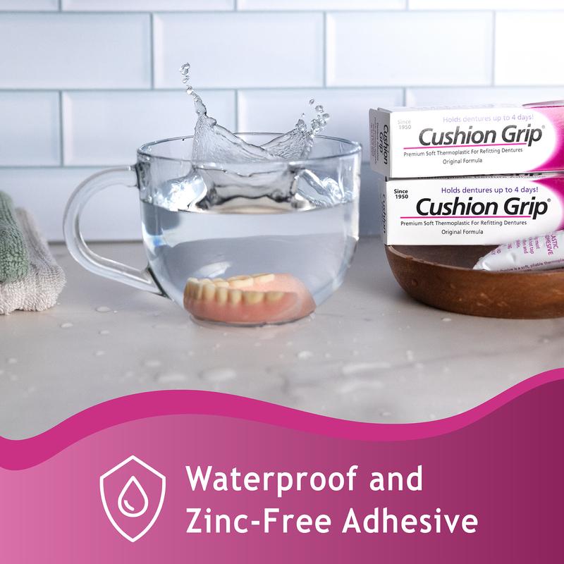 Cushion Grip Thermoplastic Denture Adhesive, 1 oz – Refits & Tightens Loose Dentures