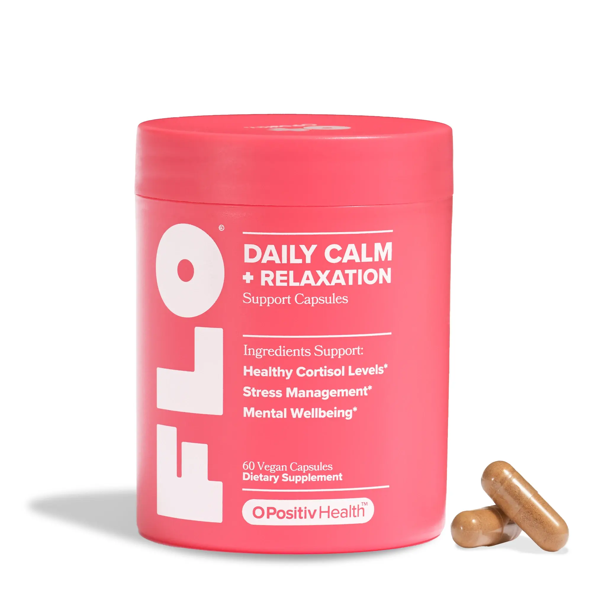 FLO Daily Calm & Relaxation Capsule for Stress Support, Mood Balance & Focus with Ashwagandha + L‑Theanine
