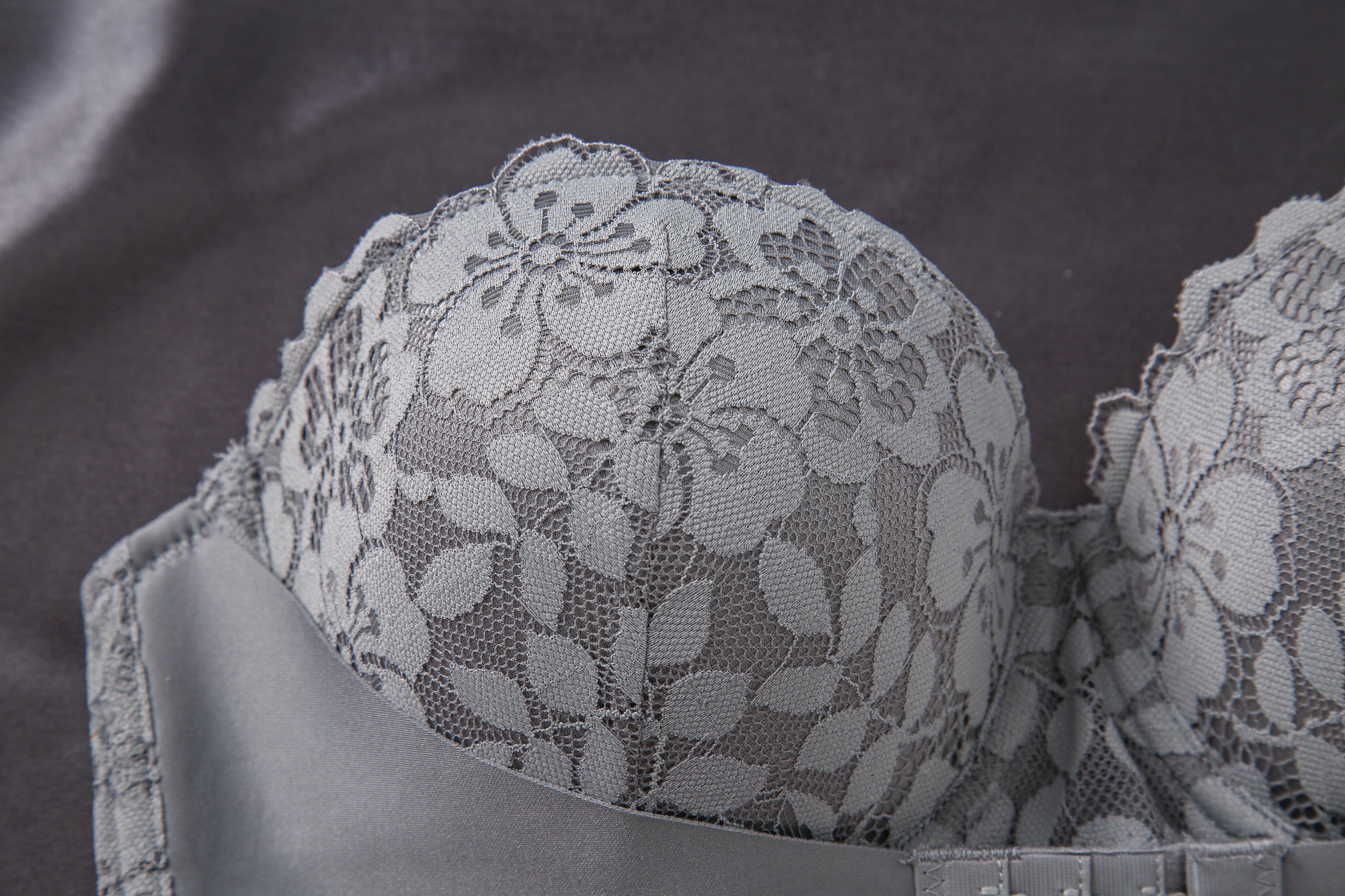 Women's 3 Strapless Bras Half Cup Lace Underwire Bra with Pull Up Front Buckle Up Top Invisible Bra Comfortable Sexy Bra Cover Polyamide Material Elegance Everyday Black+White+Grey elegant Womenswear