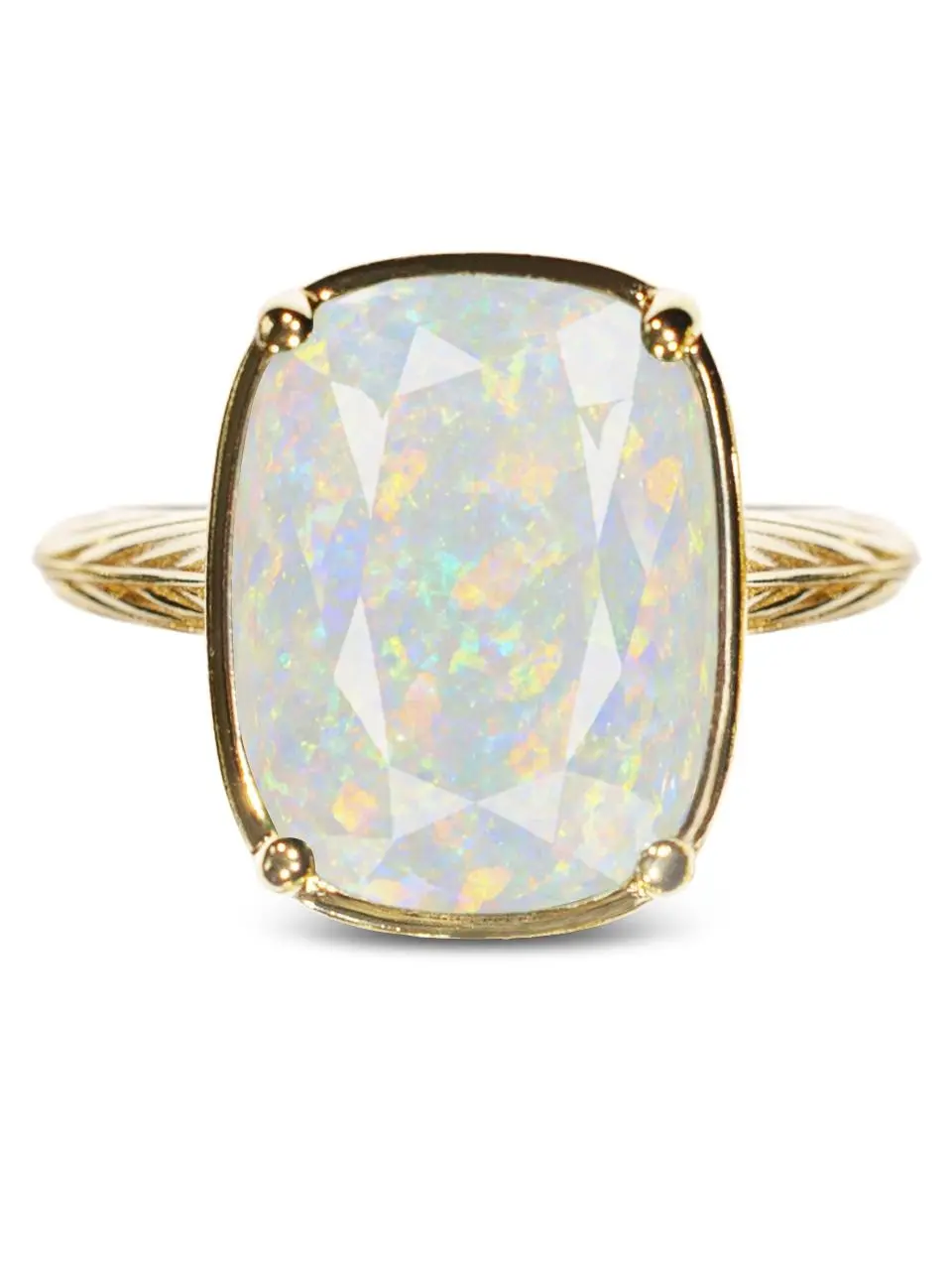 Sterling Silver Elongated Cushion Opal Cocktail Ring
