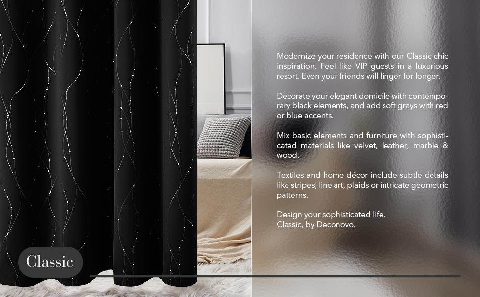 Deconovo Blackout Curtains (2 Panels) Grommet Dots Pattern for Bedroom, Living Room - Thermal Insulated Window Curtains lightblocking curtains
