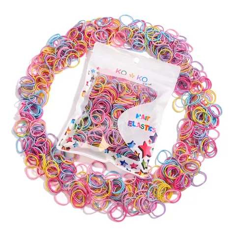 Kids' 500Pcs Polyester Casual Fashionable Hair Elastics - Colorful Seamless Tiny No-Snag Gentle Accessory for 10-11 Years Girls' Braids, Ponytails, Everyday Use (Practical Colorful Hair Accessories)