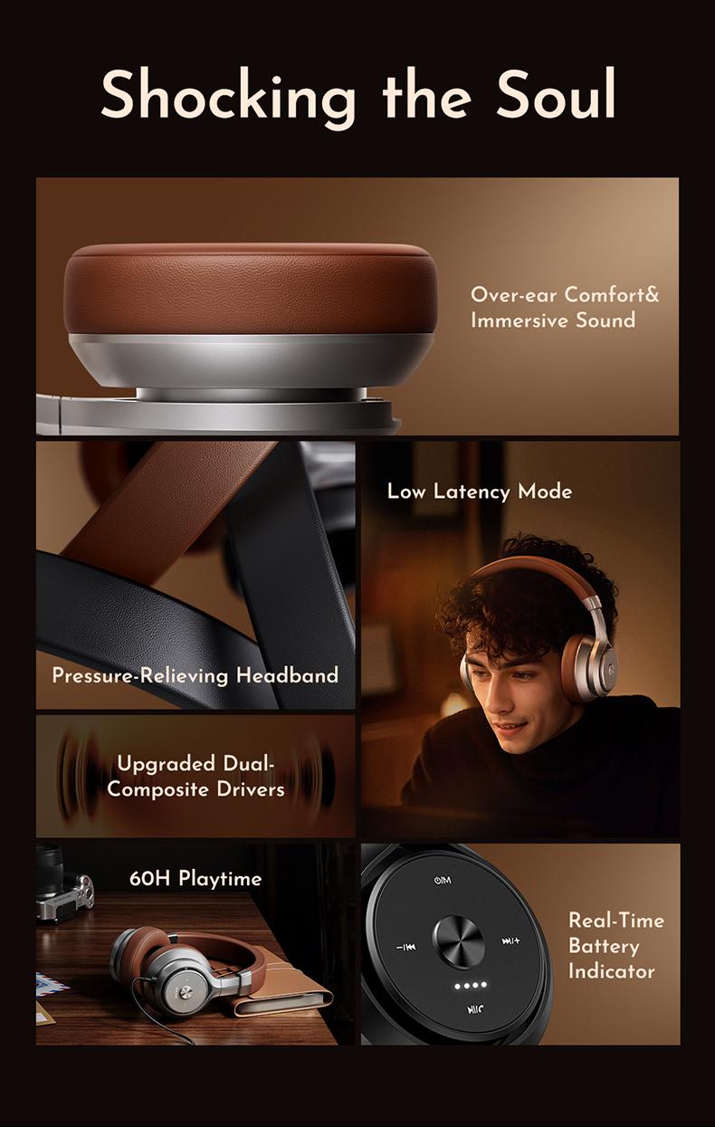 Picun P28X Wireless Bluetooth Earbud Headset, Over-ear, Bluetooth 5.3, 24H Playback, EQ Mode, Microphone, Foldable, Electronic Audio, for Travel & Gaming Audio Electronic Headphone