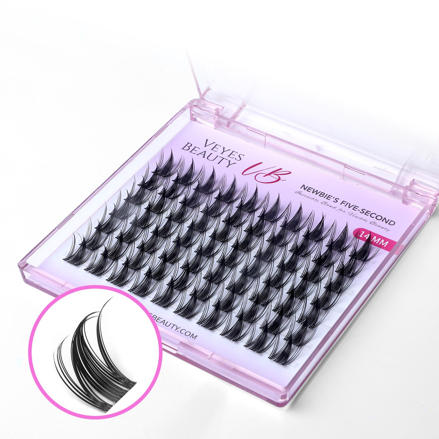VEYESBEAUTY Manga Single Length Cluster Lash  Invisible Band Wispy Lightweight Softness Weightless Makeup Eyelash Extensions