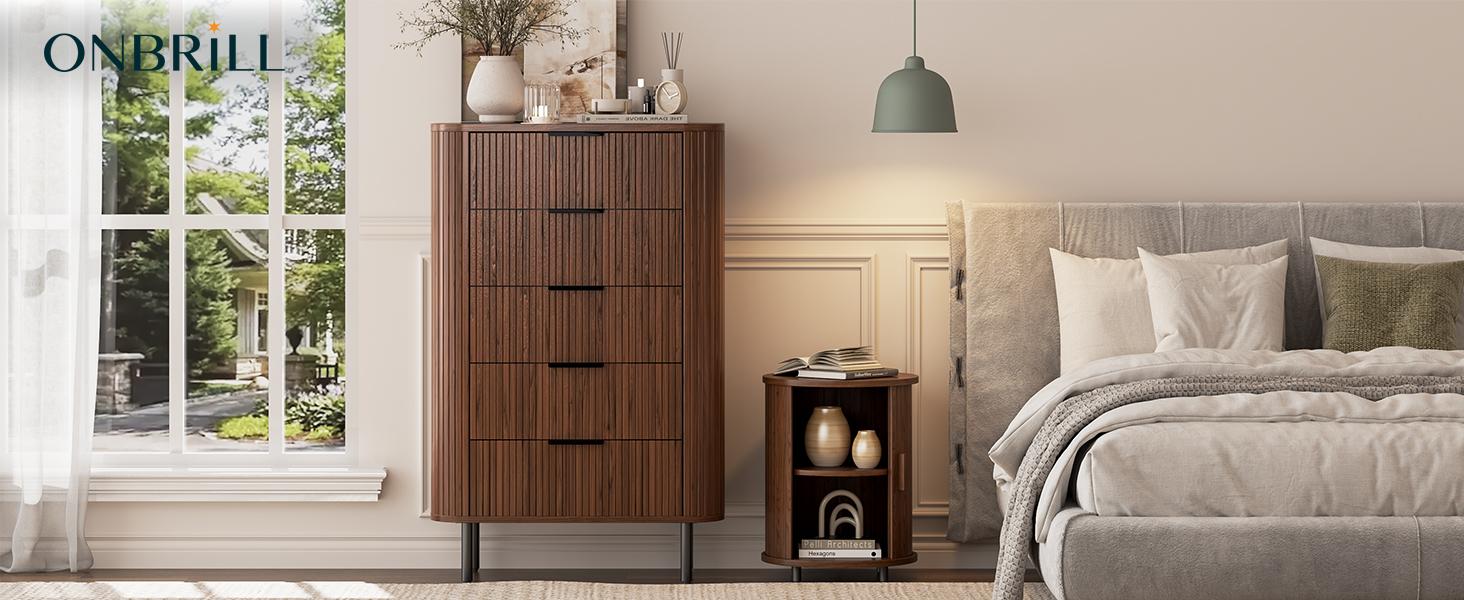 【SPOTLIGHT DAY】ONBRILL 60 " Fluted Dresser, Modern Wooden Dresser for Bedroom, Chest of Drawers with Metal Handle, TV Stand, Storage Organizer Unit, Storage Tower for Livingroom Hallway Closet ,Bedroom Furniture, Christmas Gift