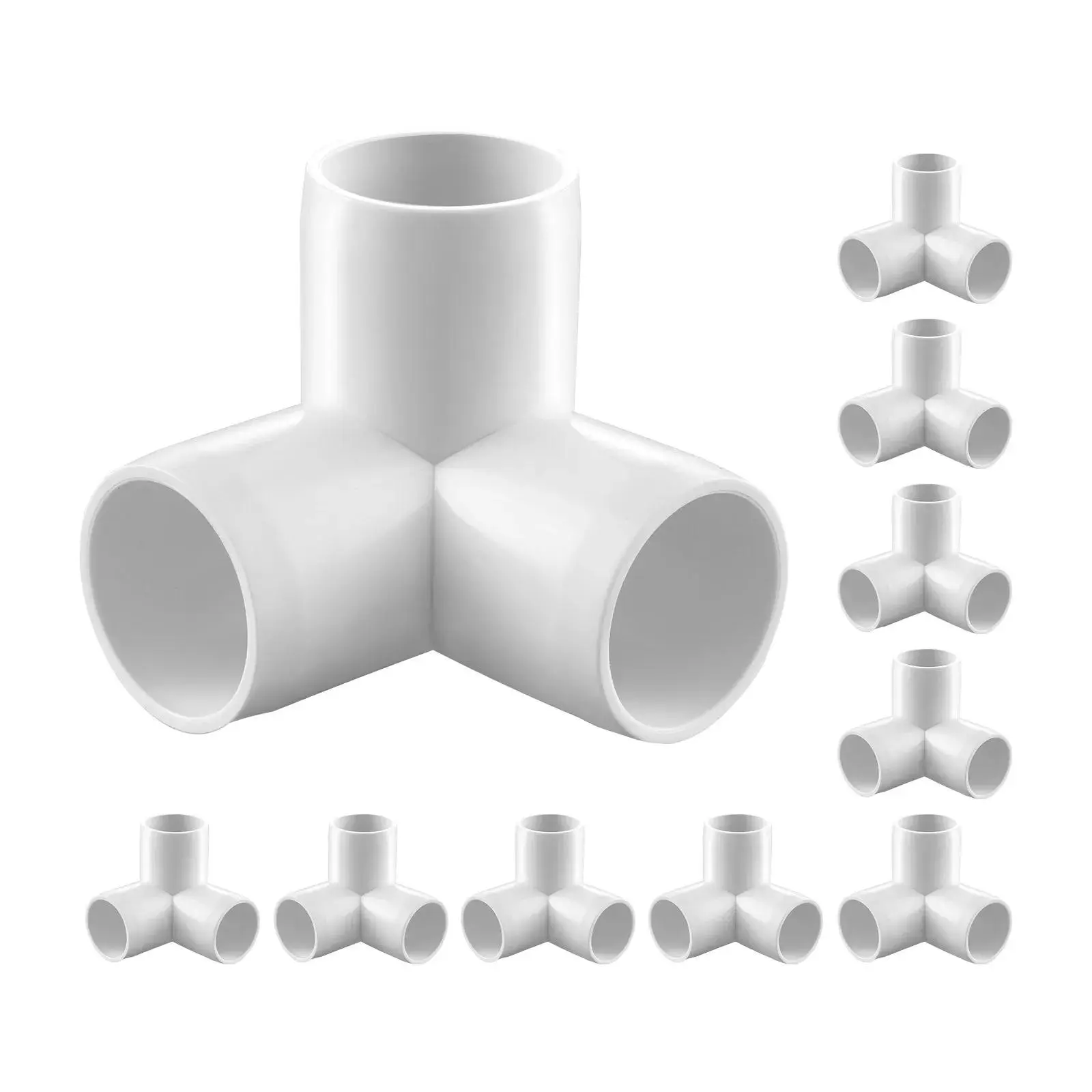 【summerfinds】VEVOR 3-Way PVC Fittings, 1-inch PVC Pipe Joints Elbow Connector, 10-Pack Furniture Grade PVC Tee Fittings for DIY Storage Rack, Animal Cage, Pool or Garden Support Frame, Impact & Weather-Resistant
