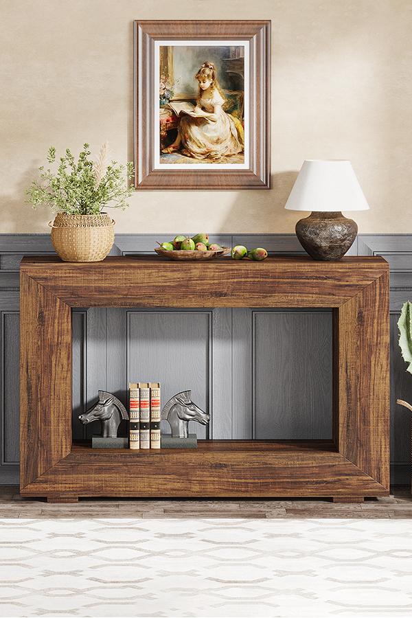 Tribesigns Rustic Farmhouse Console Table, 47 Inches Entryway Console Table with Storage, Industrial Hallway Accent Table for Living Room, Entrance