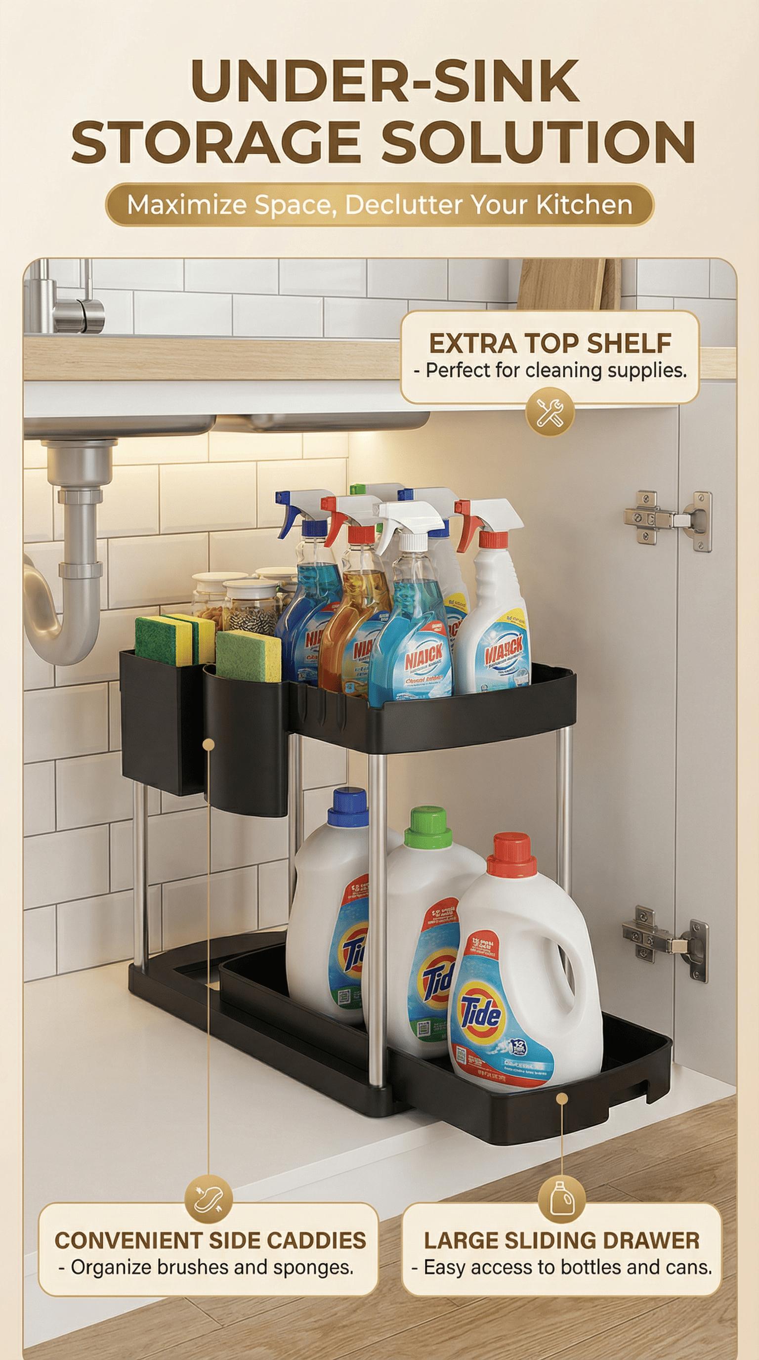 2026 Upgraded 2-Tier Metal Storage Rack – Heavy Duty Space-Saving Organizer with Reinforced Frame & High Load Capacity, Multi-Purpose Shelving Unit for Kitchen, Bathroom, Under Sink, Garage & Pantry Organization