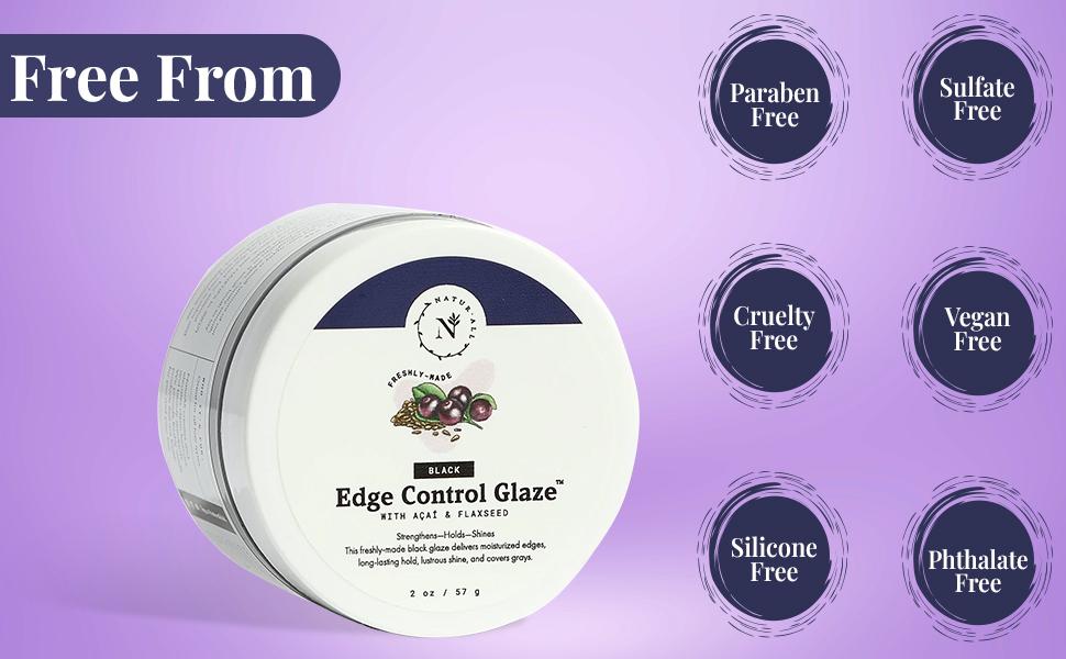 NaturAll 2 Oz Black Smoothing Edge Control Glaze - Medium Hold Moisturizing Styler Hair Curl Cream for Defined Curls - Black 2 oz styling gel NaturAll 2 Oz Black Smoothing Edge Control Glaze - Medium Hold Moisturizing Styler Hair Curl Cream for Defined Curls - Black 2 oz styling gel