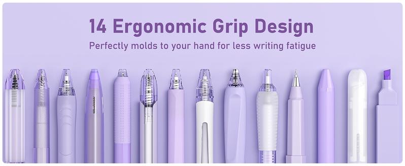 Four Candies 14Pack Pastel Gel Ink Pen Set,Cute Retractable 0.5mm Fine Point Pen,Note Taking Aesthetic Pens,12 Pack Black Ink Pens with 2Pcs Highlighter, Smooth Writing Pens for School and Office,NoteTaking,Students Stationary,girly office supplies