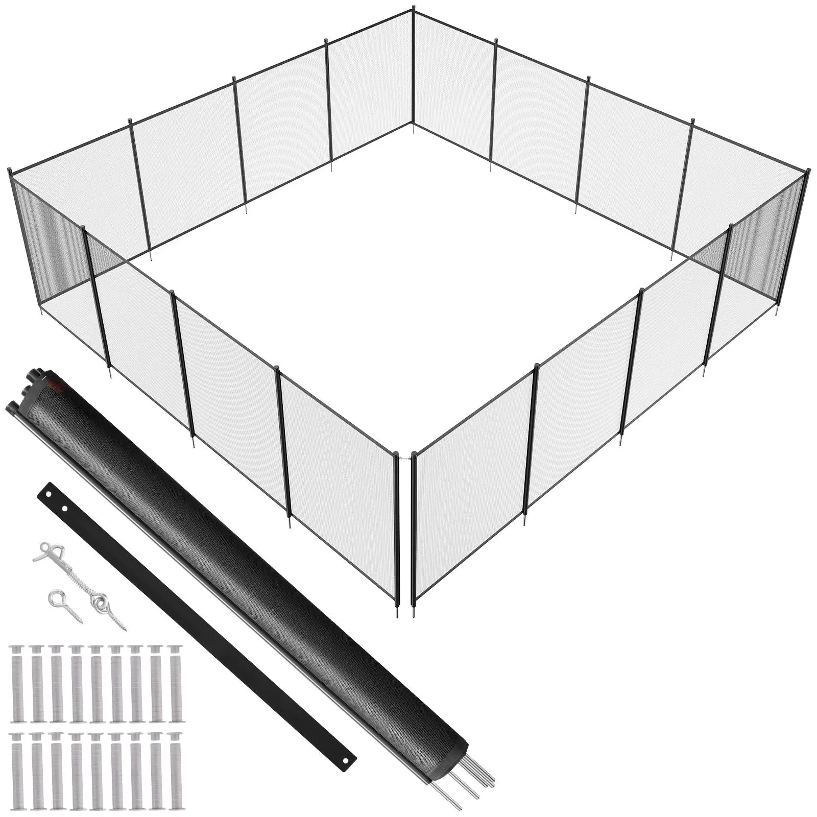 【FathersDayGift】VEVOR Pool Fence,  , 4 x 48 FT Pool Fences for Inground Pools, Removable Child Safety Pool Fencing, Easy DIY Installation Swimming Pool Fence, 340gms Teslin PVC Pool Fence Mesh Protects Kids and Pets