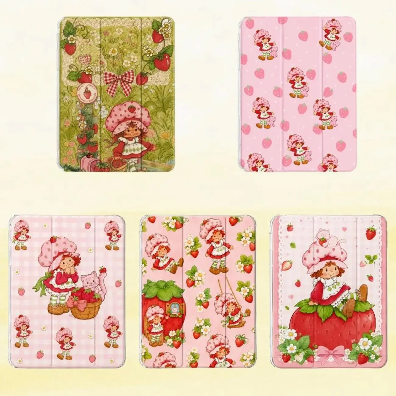 Strawberry Shortcake Tablet Case Fan Art, Cute Retro Kawaii Cover, Gift for Her Compatible iPad Air Mini Pro Samsung Galaxy Tab