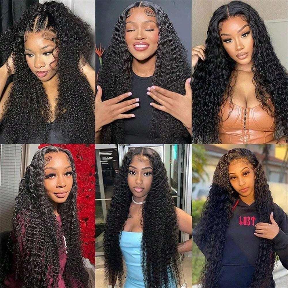 Loose Deep Curly 30 38 Inch 13X6 Hd Lace Frontal Human Hair Wigs Brazilian Water Wave 13X4 Lace Front Wig 180 Density Kinky Curly Virgin Human Hair Wigs Pre Plucked Natural Hairline