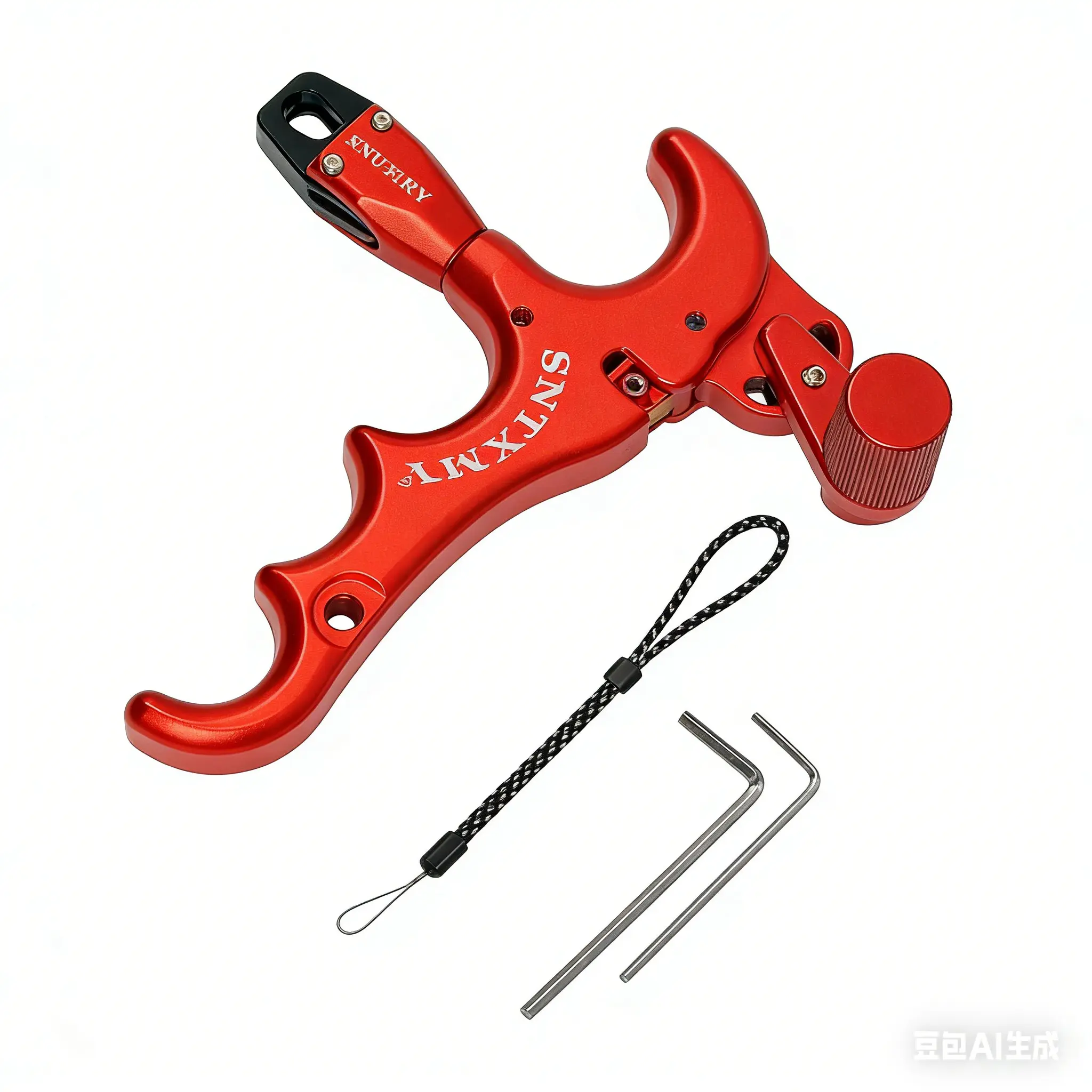 4-Finger Grip Compound Bow Release Aid, Adjustable Trigger, 360° Swivel Metal Jaw Auto-Close Archery Hand Release with Anti-Lost Lanyard & Allen Wrenches, Hunting Target Shooting Hardware Accessory, Four-Finger Grip