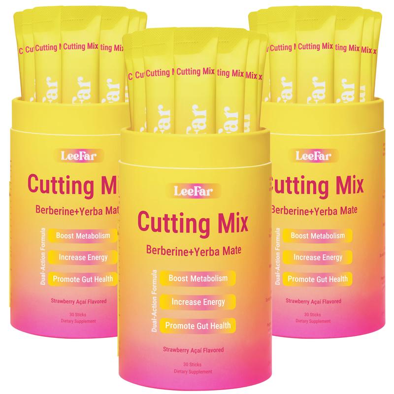 【Buy 3 Get 1 Gift Free】-LeeFar Cutting Drink Mix – Berberine, Chromium, 5-HTP, Yerba Mate & Magnesium | Strawberry Açaí Flavor – 30 Servings