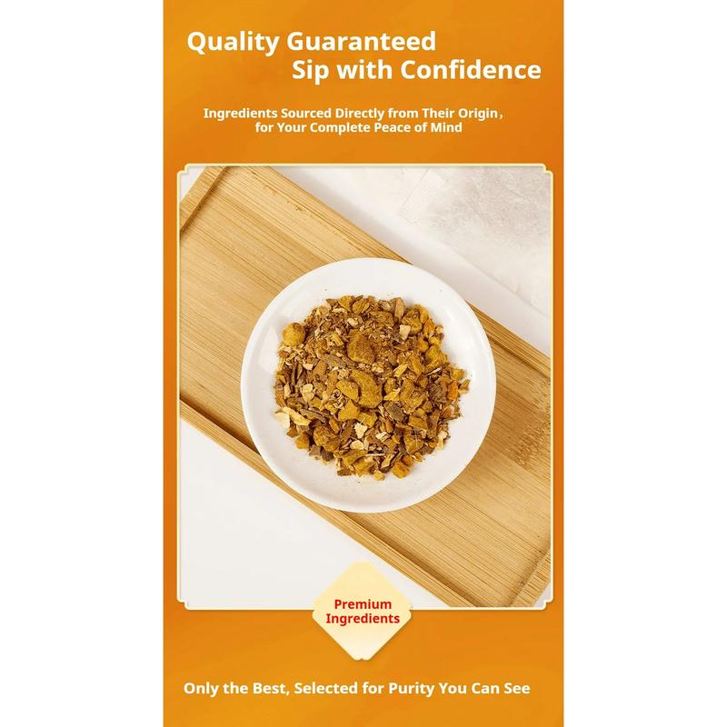 GUDCOIX Premium Turmeric Ginger Cinnamon Tea Bags, 100% Natural, No Additives, Caffeine Free, 60 Bags