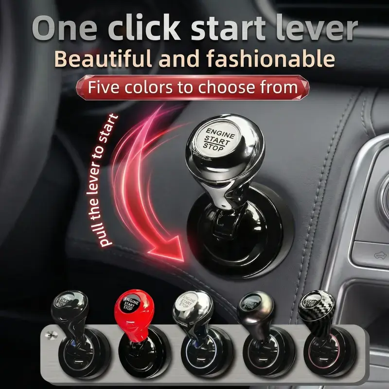 Automotive 1-Click Start Lever, Fashionable Car Engine Start-Stop Button Modification, Simple Install Interior Upgrade Accessory with Affordable Luxury, Instant Style Upgrade & Fun & Engaging Experience, Pull-The-Lever To Start