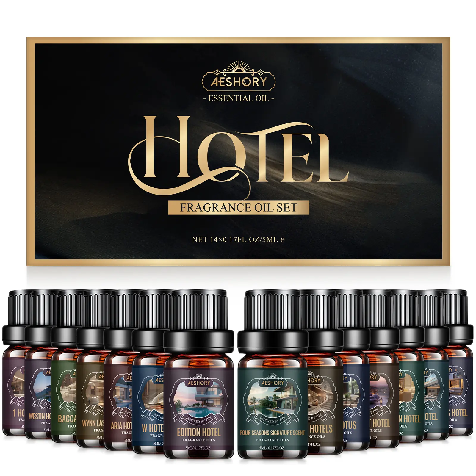 Essential Oils Set - TOP 14 Fragrance Oil for Diffusers, Candle Making Scented Aromatherapy Oils (5ml) Bath