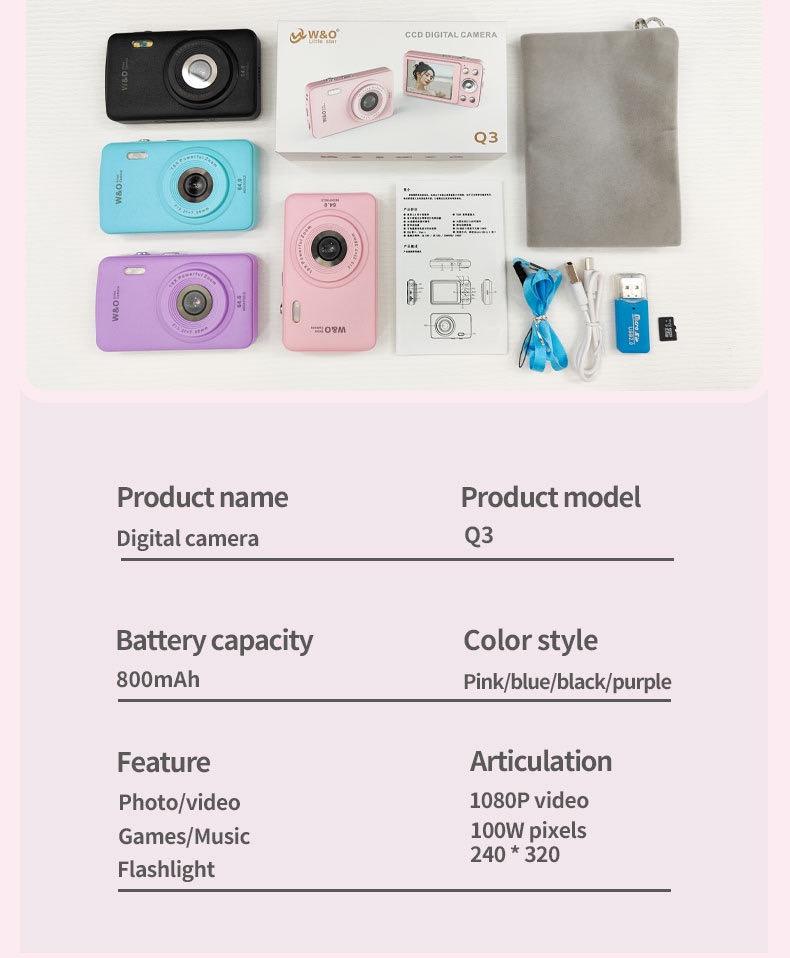 CCD Digital Camera with 32GB SD Card, 16X Optical Zoom, Portable Mini Camera, Point and Shoot Camera, Point Shoot Cameras, Portable Camera, Photo Camera, Suitable for Trendy Boys and Girls, Boyfriend Gift