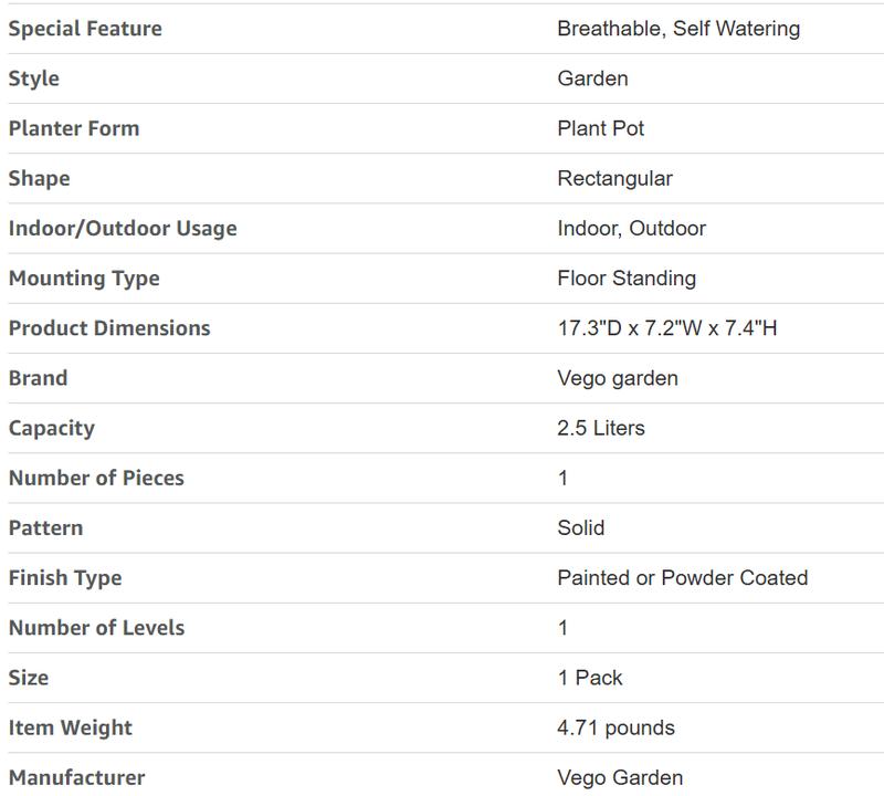 Vego Garden Herb Indoor Plant Box Self Watering Planters Pots with Trellis for Kitchen Window Sill or Countertop Plants Cage Modern & Breathable Design