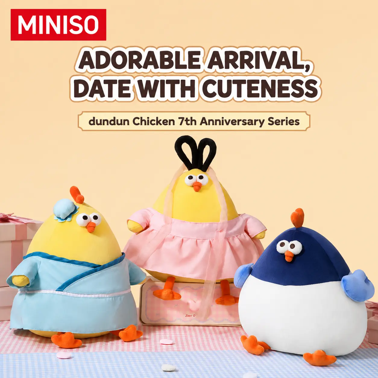 MINISO [Back To School] DunDun Chicken Qixi Festival Series - Cowboy DunDun Plush Doll, Romantic Couple Stuffed Toy, Valentine Gift For Lovers, Back To School