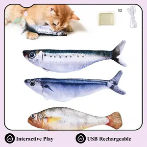 Rechargeable Cat Toys - 3 Realistic Moving Fish with Catnip | Tap-Activated Lifelike Flapping, 7.1 Inch Sardine, Saury & Croaker | Interactive Play for Indoor Cats, Kittens & All Breeds products