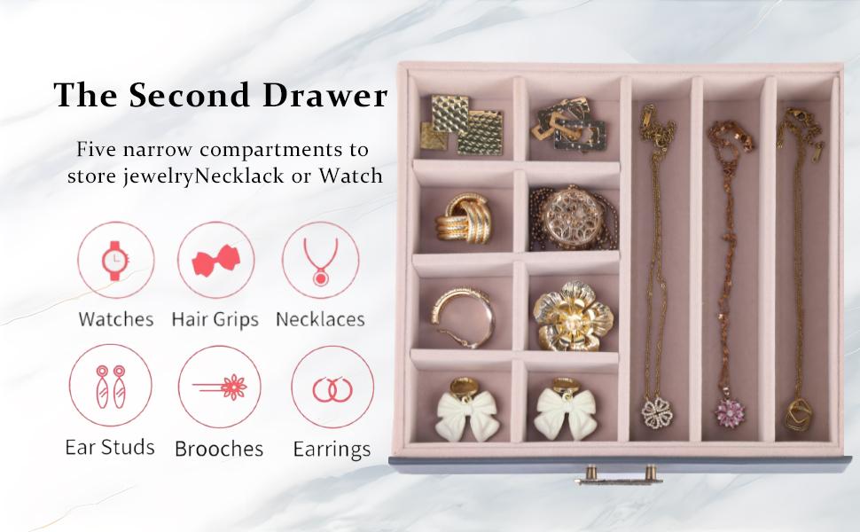 BOOVO 3-Tier Large Jewelry Box Organizer with Transparent Lid, Anti-Tarnish Velvet Lining Jewelry Case, High-End PU Leather Vanity Storage, Light Luxury Gift for Her