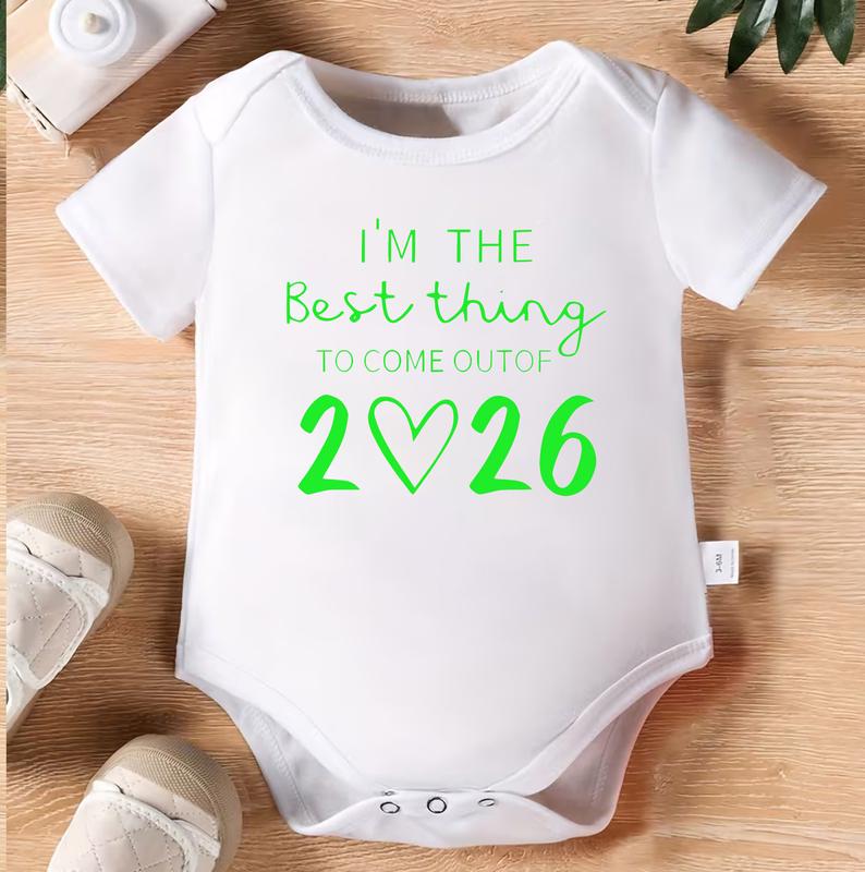 1pc Baby Crawling Suit - Light Blue Onesie with "I'm the Best Thing to Come Out of 2026" Print - Soft Cotton Outfit for Newborns & Toddlers 0-3 Years - Perfect New Year Gift - Machine Washable Infant Wear