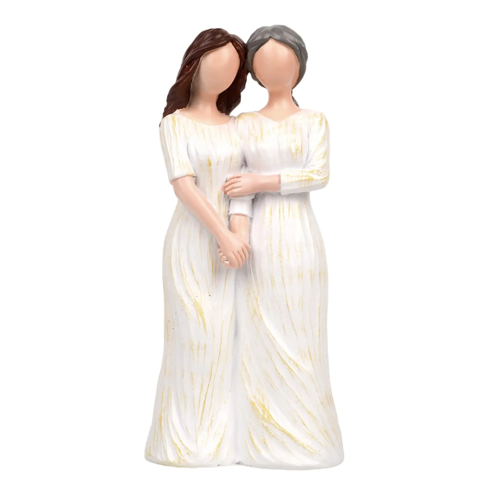 Elegant Stripe-Smooth Resin Sculpture - Women's Embracing Figurine (Sisters Heart Gesture, Mother-Daughter Warmth), Home Decor Art, Perfect Gift for Her