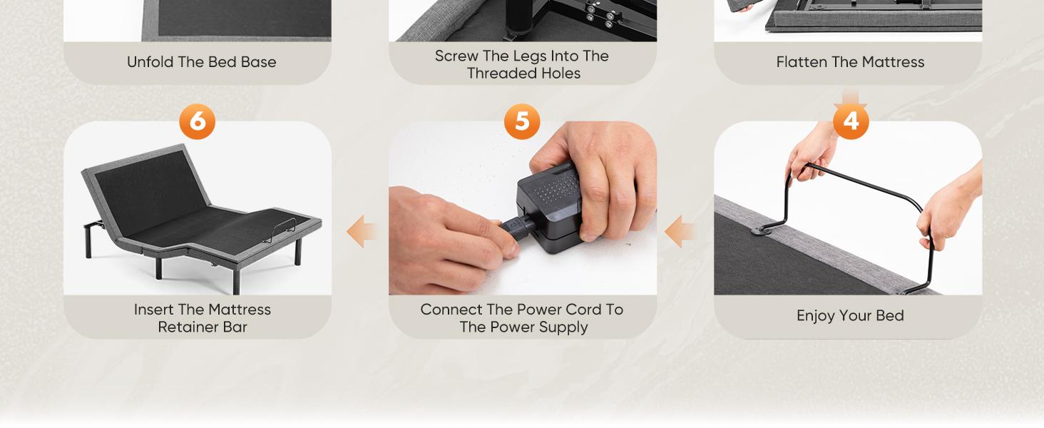 Electric Bed Ergonomic Adjustable Bed Frame with Wireless Remote, Head and Foot Incline, Zero Gravity Bed, Anti-Snore, Easy Assembly