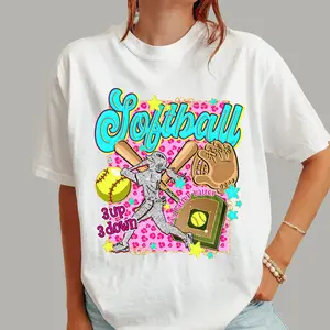 Softball T-Shirt, PreppySoftball ,Softball Mama ,Softball Mom , LeopardSoftball Coquette T-Shirt