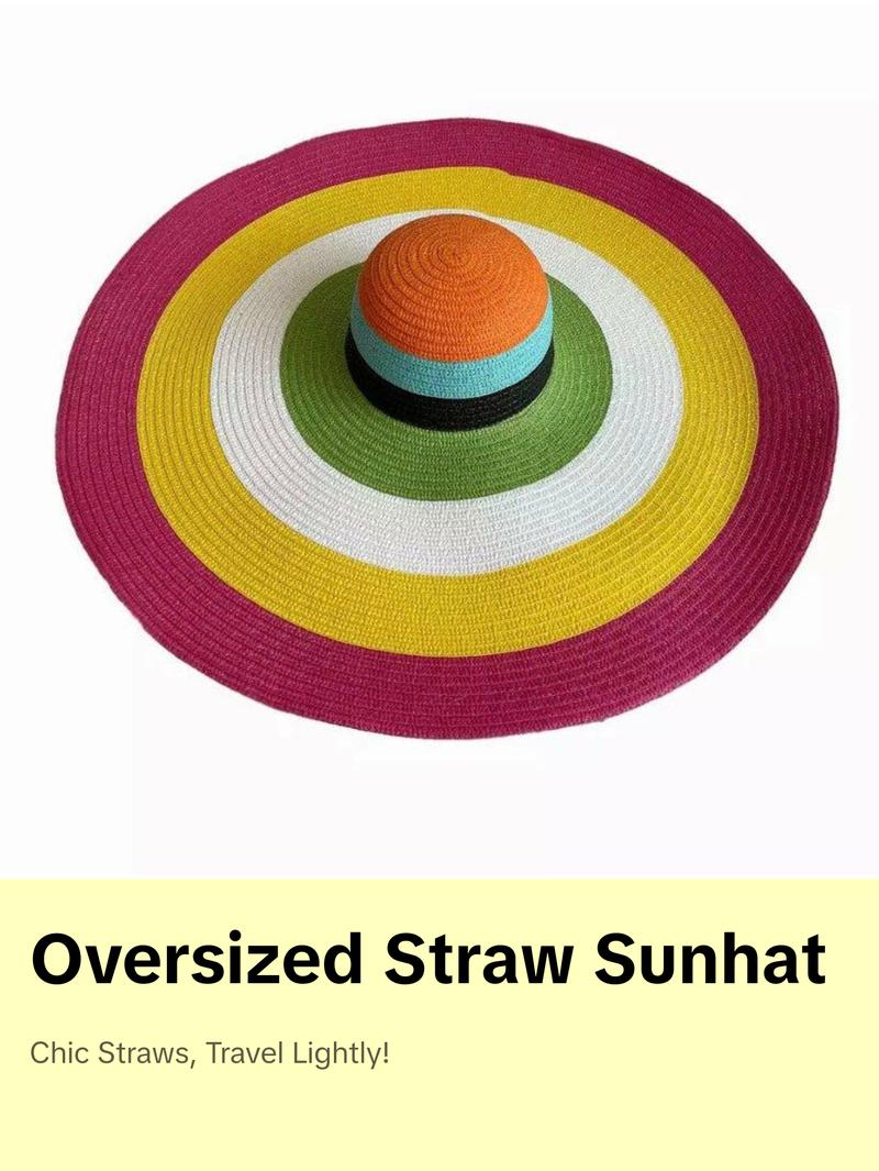 Trendy Oversized Straw Hat for Women, High-Quality Material, Lightweight for Travel