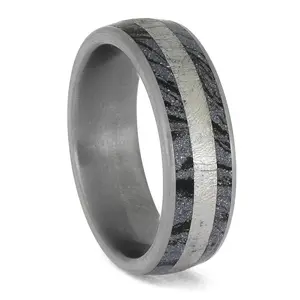 Blue Mokume and Meteorite Ring in Titanium
