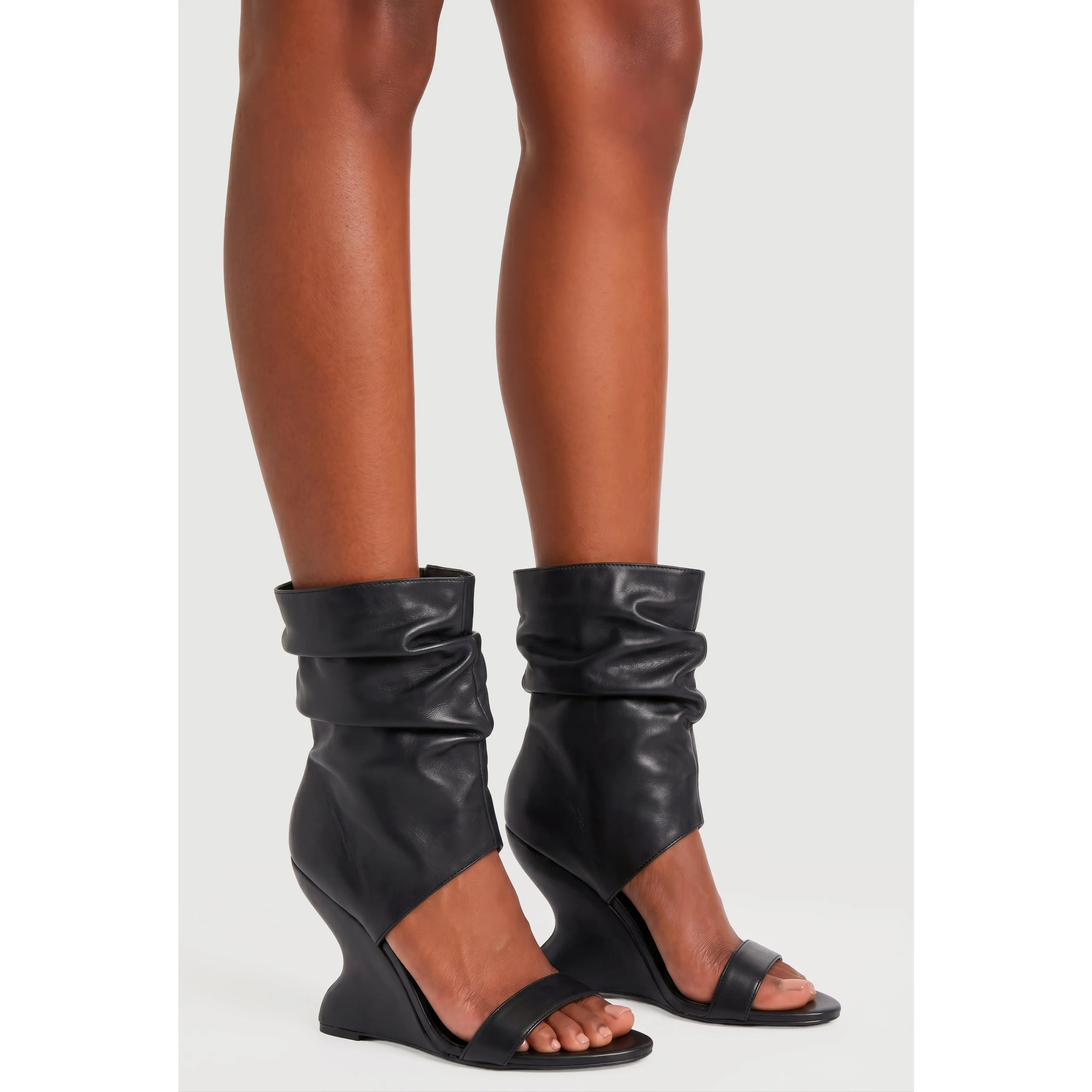 Open Toe Ankle High Slouch Wedges