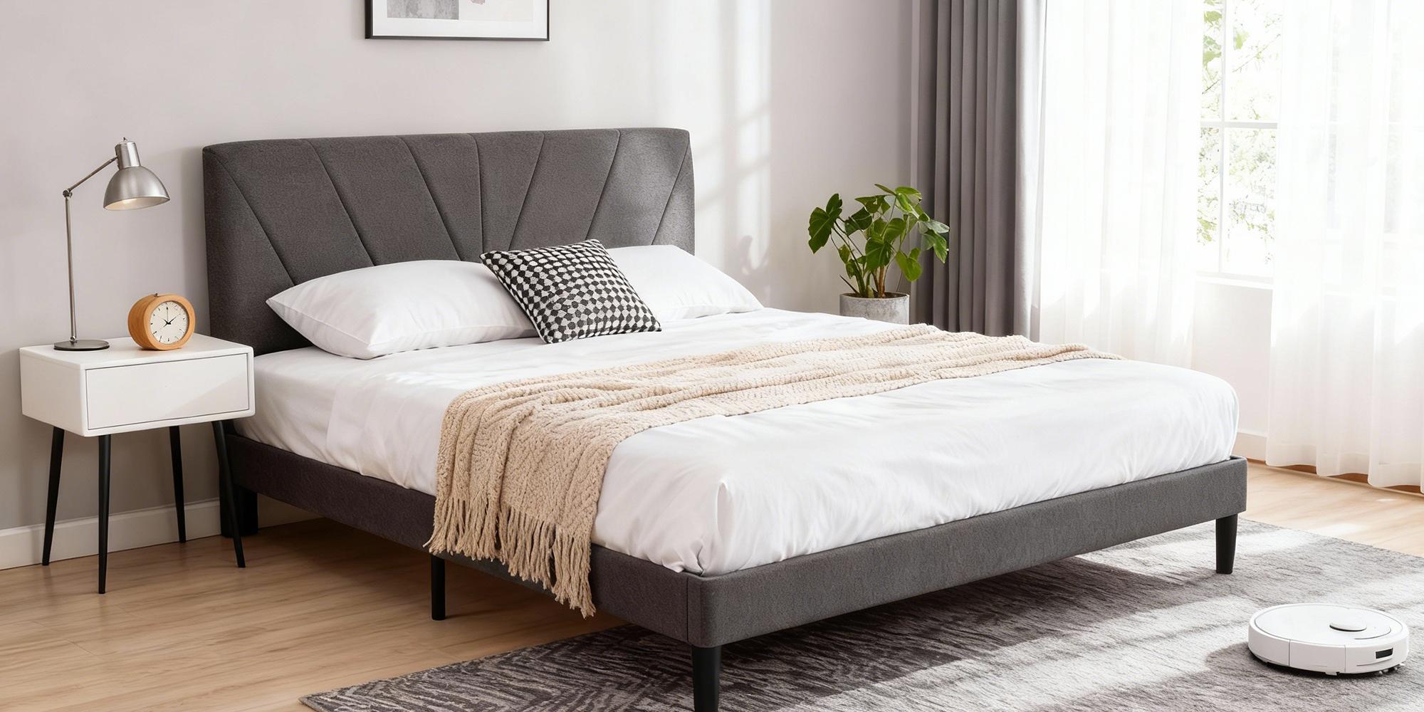 Upholstered Platform Bed Frame – Adjustable Headboard &Under Bed Storage – Quiet Sturdy Bed With Easy Assembly For Master Bedroom