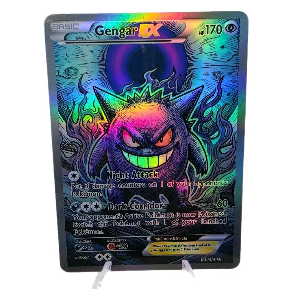 Gengar EX, Haunter & Gastly Fan Art Cards – Premium Holo Finishes (Rainbow, Shattered Glass, Textured)