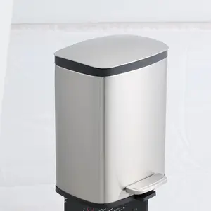 5L Stainless Steel Kitchen Trash Can Small Countertop Garbage Bin with Lid for Bathroom Office