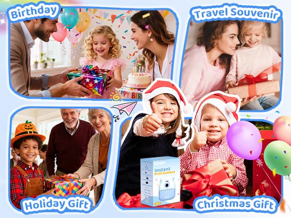 Instant Print Camera for Kids, Birthday Gifts for Girls Boys, HD Digital Video Cameras for Toddler, Portable Toy for 4 5 6 7 8 9 10 Year Old Girl with 32GB SD Card-Purple