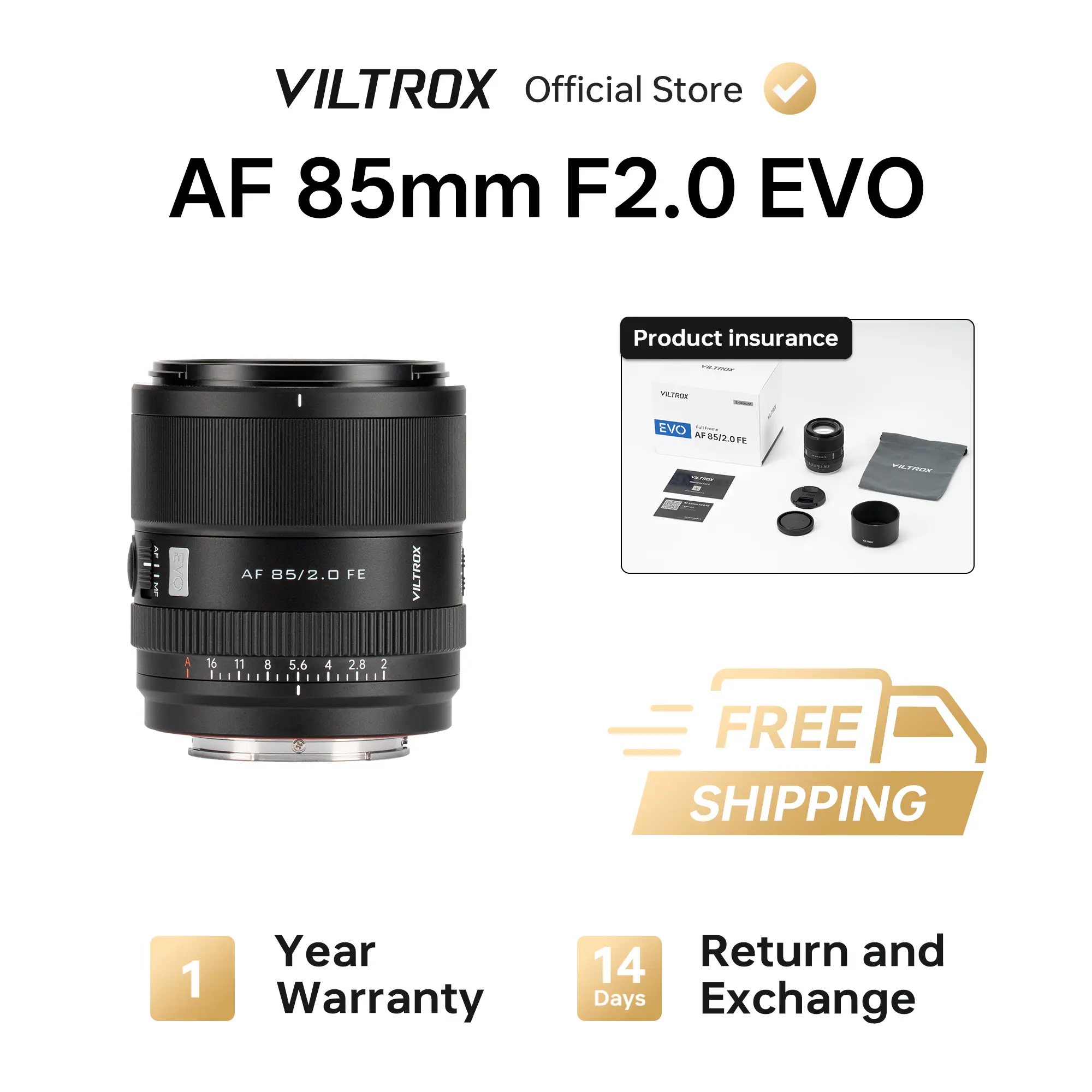 Viltrox AF 85mm F2.0 EVO FE Prime Auto Focus Camera Lens - Water-Resistant Close Focus Lens for High-Definition Photography